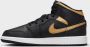 Jordan Air 1 Mid Junior Black White Metallic Gold Black White Metallic Gold - Thumbnail 3