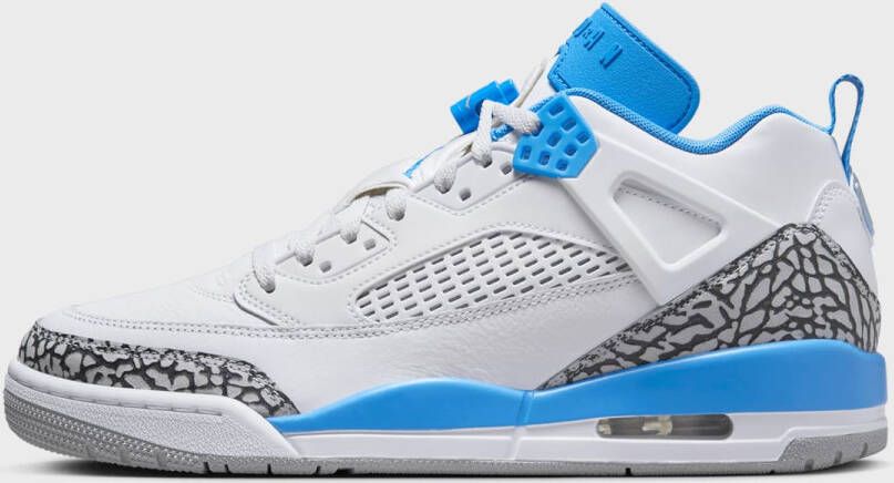 Jordan Spizike Low white university blue wolf grey in wit formaten: 42.5