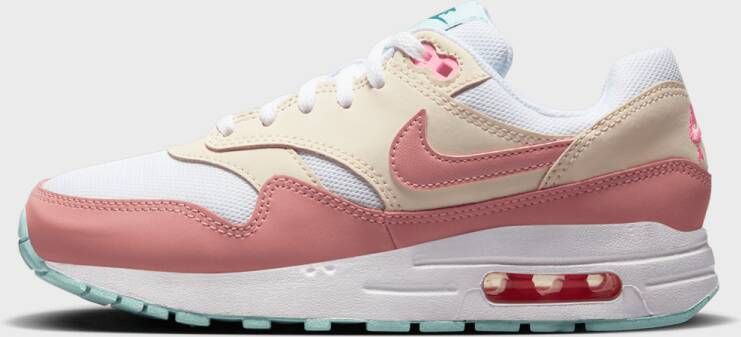 Nike Air Max 1 (gs) Max Schoenen white red stardust guava ice pink spell maat: 36 beschikbare maaten:36