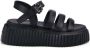 AGL Zwarte Platte Leren Sandalen Black Dames - Thumbnail 2