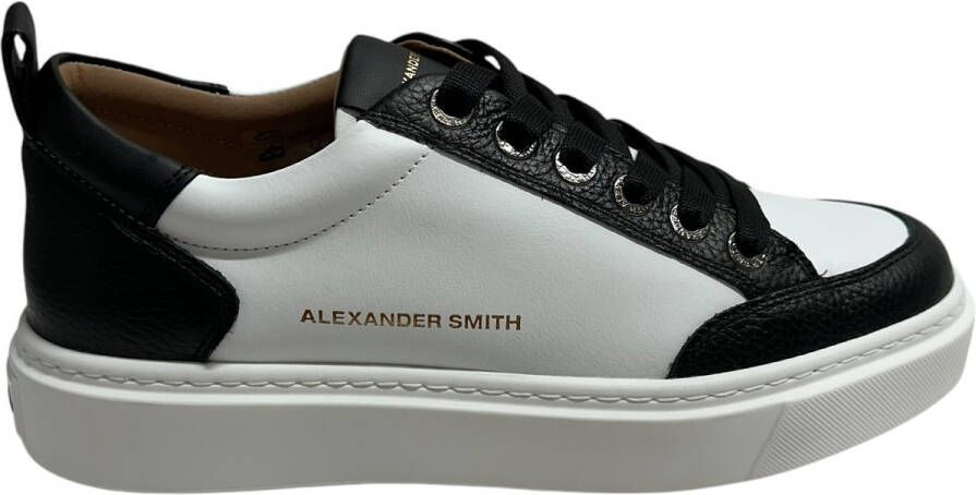 Alexander Smith Leren Sneaker met Logo Detail Black Heren