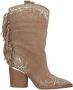 Alma en Pena Fringed Blokhak Laars Beige Dames - Thumbnail 2