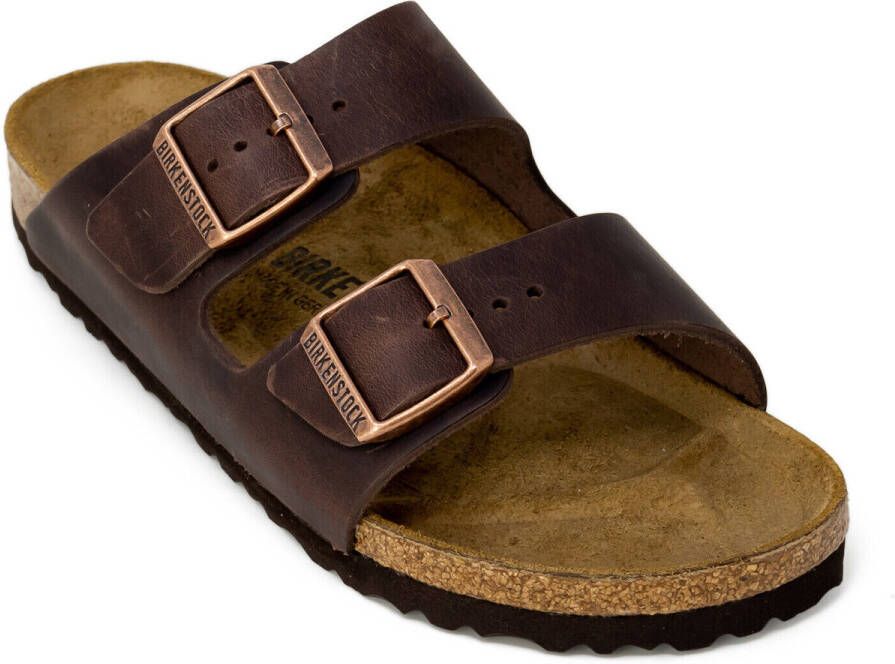 Birkenstock Pantoffels Arizona Leren Sandalen voor Heren Donkerbruin