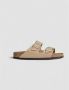 Birkenstock Verstelbare Logo Sandalen Rubberen Zool Beige Dames - Thumbnail 33