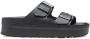 Birkenstock Zwarte Leren Sliders Ronde Neus Sandalen Black - Thumbnail 15