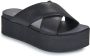 Calvin Klein Jeans Zwarte Cross Flatform Slippers Black Dames - Thumbnail 2