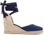 Castañer Handgemaakte Wedge Espadrilles met Lint Binden Blue Dames - Thumbnail 2