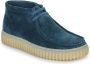 Clarks Blauwe Effen Suede Veterschoenen Met Leren Voering En Rubberen Zool - Thumbnail 3