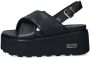 Cult Zwarte Leren Sandalen met Metalen Logo Black Dames - Thumbnail 2