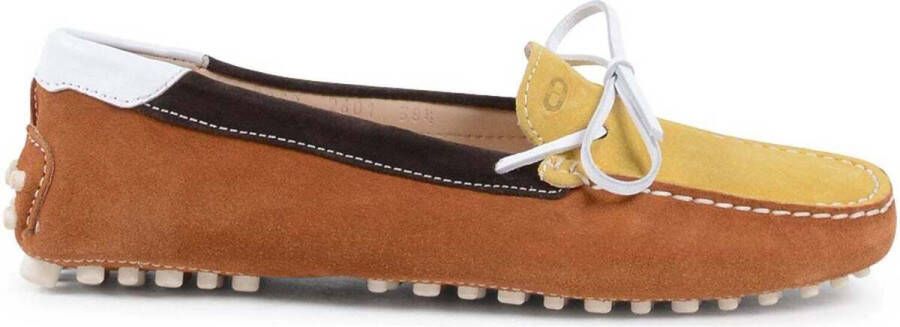 Dee Ocleppo Instappers Bruine en gele suede loafer met rubberen zool