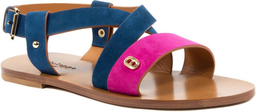 Dee Ocleppo Sandalen blauwe en roze suede leren sandalen