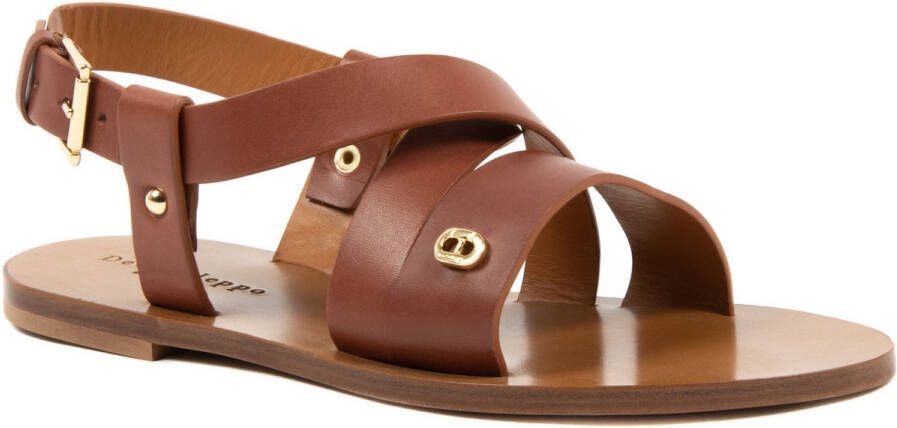 Dee Ocleppo Sandalen Leren Sandalen met dubbele D-gesp Tan