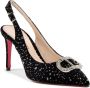 Dee Ocleppo Sandalen Crystal Buckle Slingback Pumps Glitter Fluweel Stijl - Thumbnail 2