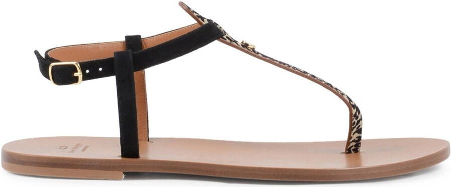 Dee Ocleppo Sandalen Zwarte en pony lederen string sandalen