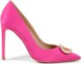 Dee Ocleppo Roze Satijnen Pomp met Gouden Logo Pink Dames - Thumbnail 3