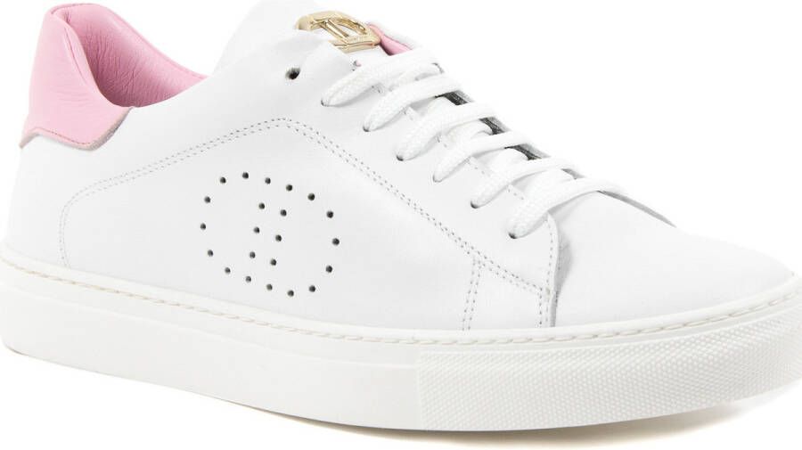 Dee Ocleppo Sneakers Witte leren sneaker met roze detail