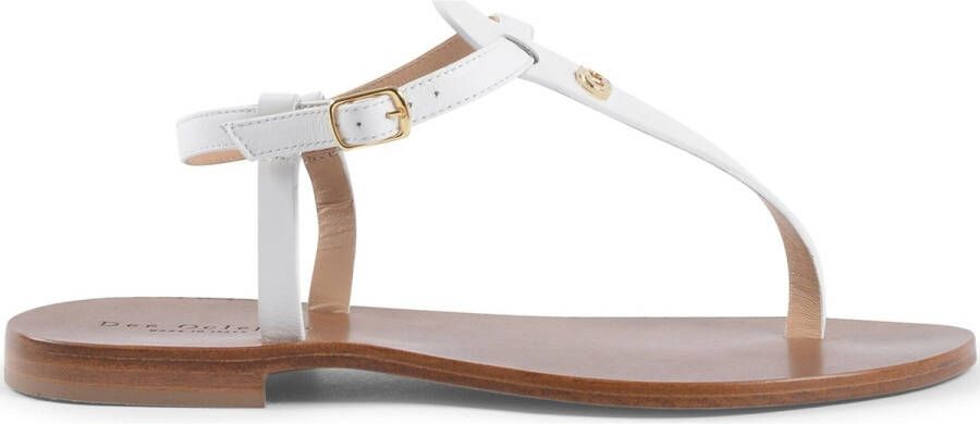 Dee Ocleppo Teenslippers Witte leren sandalen met lage hak