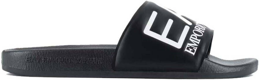 Ea7 Emporio Armani Teenslippers Visibility Logo Slides Black White