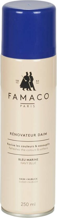 Famaco Renovateur Daim Kleurhersteller voor Suede enNubuk 250 ml spuitbus marine blauw