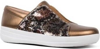 FitFlop Lage Sneakers NEW ZIP SNEAKER SNAKE PRINT SEQUINS BRONZe