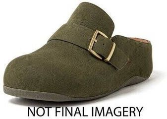 FitFlop Slippers SHUV BUCKLE-STRAP NUBUCK CLOGS MOSSY