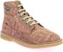 Kickers Legende Veterschoenen van Leer Pink Dames - Thumbnail 2