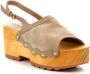 Kickers Houten Sleehak Sandalen Beige Dames - Thumbnail 2