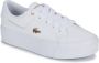 Lacoste Logo Sneakers Mat Leer Zijlabel In reliëf Brede Zool White Dames - Thumbnail 3