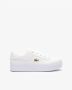 Lacoste Logo Sneakers Mat Leer Zijlabel In reliëf Brede Zool White Dames - Thumbnail 20