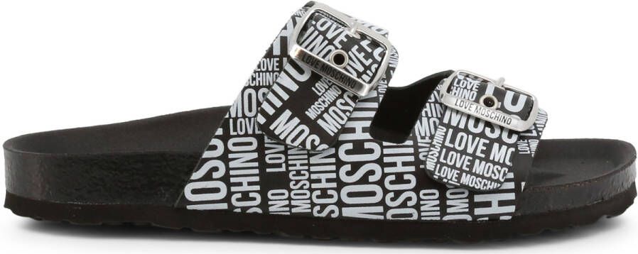 Love Moschino Teenslippers Leren sandalen met gesp en details