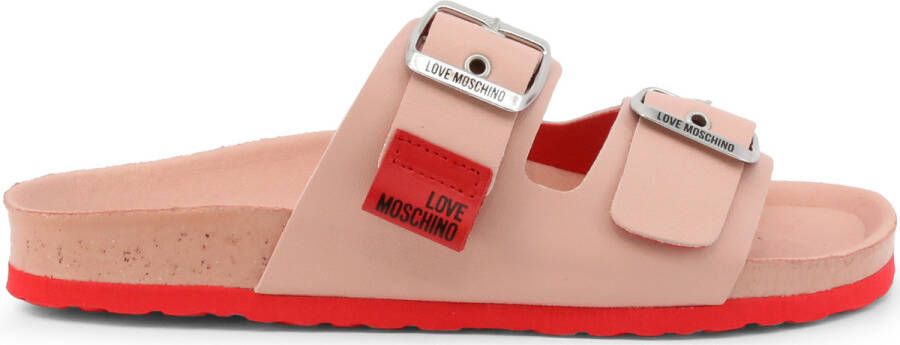 Love Moschino Teenslippers Leren sandalen met gespdetails