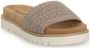 Mustang Taupe Textiel Zomer Slipper Beige - Thumbnail 4