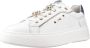 Nerogiardini Witte leren sneakers met blauwe metallic details White Dames - Thumbnail 14