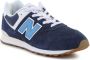 New Balance 574 sneakers donkerblauw wit Jongens Meisjes Suede Meerkleurig 36 - Thumbnail 4