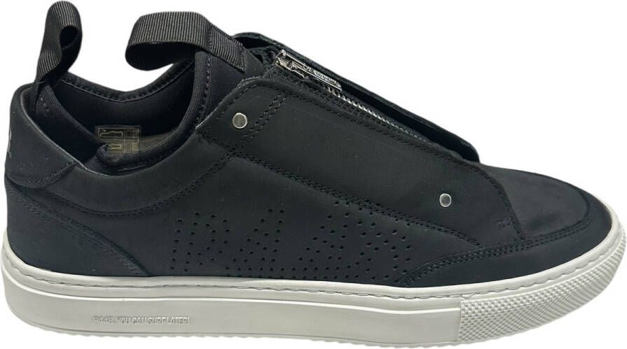 P448 Zwarte suède sneakers met ritssluiting tong Black Heren