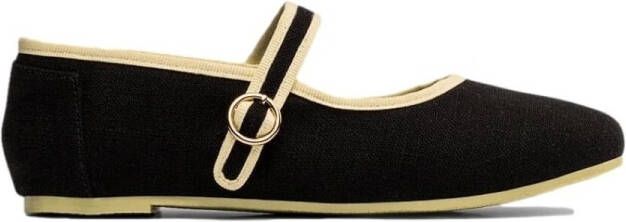 Paez Ballerina's Mary Jane W Linen Black