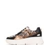 PS Poelman Jana chunky leren sneakers zwart beige panter - Thumbnail 3