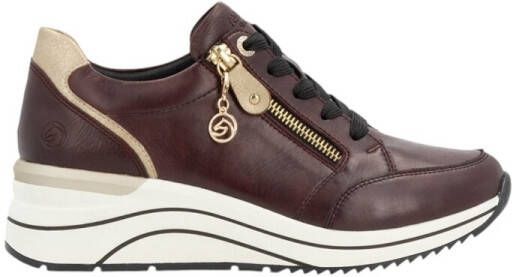 Remonte Sneakers met sleehak vrijetijdsschoen lage schoen veterschoen met gouden logo-hanger