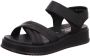 Rieker Comfortabele Leren Platte Sandalen Zwart Dames - Thumbnail 8