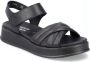 Rieker Comfortabele Leren Platte Sandalen Zwart Dames - Thumbnail 2