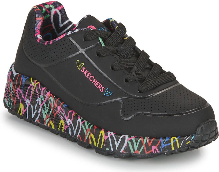 Skechers Uno Light sneakers zwart Meisjes Imitatieleer Hartjes 37 - Foto 6