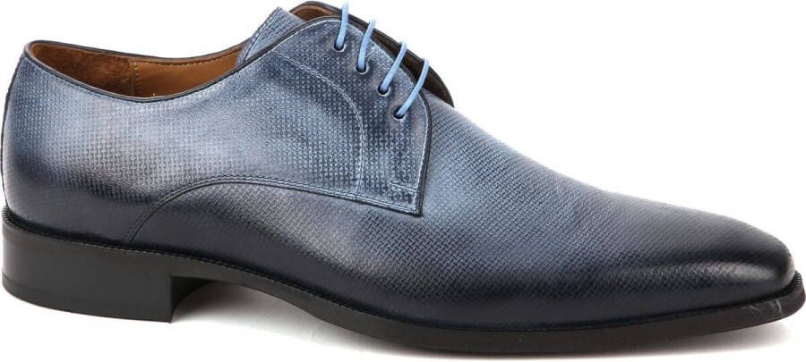 Suitable Mocassins Leren Herenschoen Derby Print Blauw