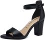 Tamaris Zwarte Leren Hoge Hak Sandalen Black Dames - Thumbnail 62