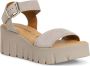 Tamaris Beige Suède Platte Sandalen Beige Dames - Thumbnail 4