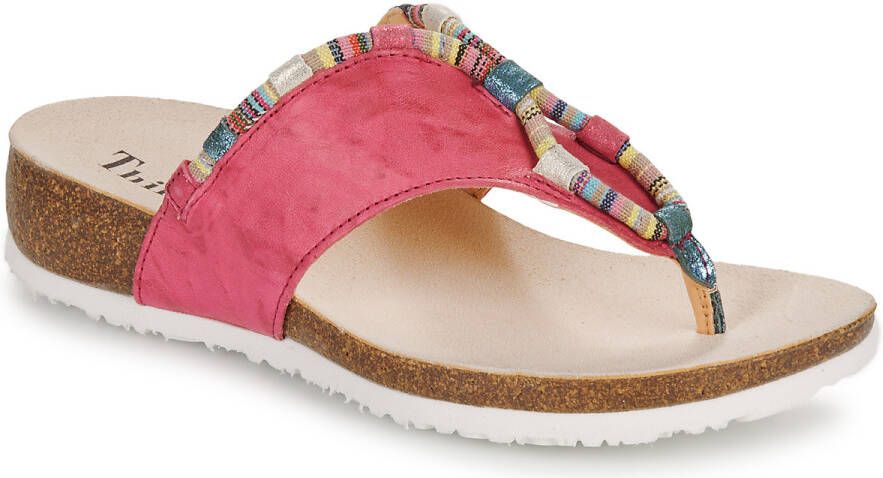 Think! Teenslippers Julia sleehak zomerschoen pantoffels met kleurrijke decoratieve elementen