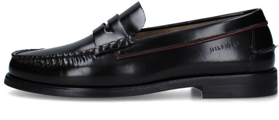 Tommy Hilfiger Instappers CLASSIC HILFIGER LEATHER LOAFER blokhak zakelijke mode feestmode met mokassinnaad