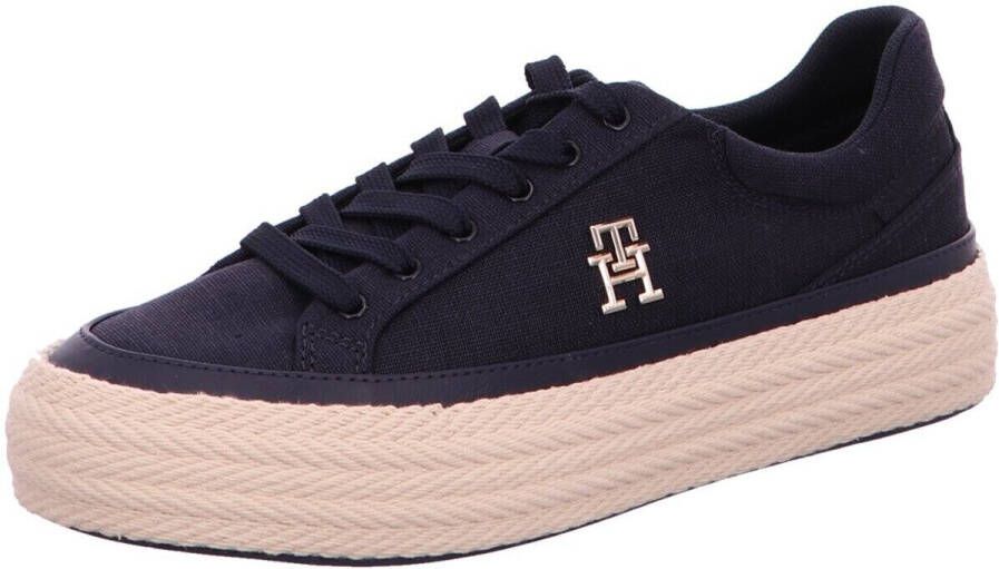 Tommy Hilfiger Plateausneakers VULC SNEAKER LINNEN met gepolsterde schaprand vrijetijdsschoen lage schoen veterschoen