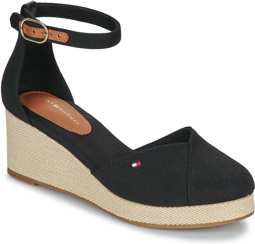 Tommy Hilfiger Sleehaksandaaltjes FLAG CLOSED TOE MID WEDGE ESPAD bandjesandaal zomerschoen met verstelbare gesp