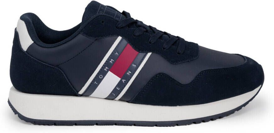 Tommy Hilfiger Sneakers Blauwe leren vetersneakers