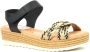 Braqeez 423007-589 Meisjes Platform Sandalen Zwart Beige Leer Klittenband - Thumbnail 3